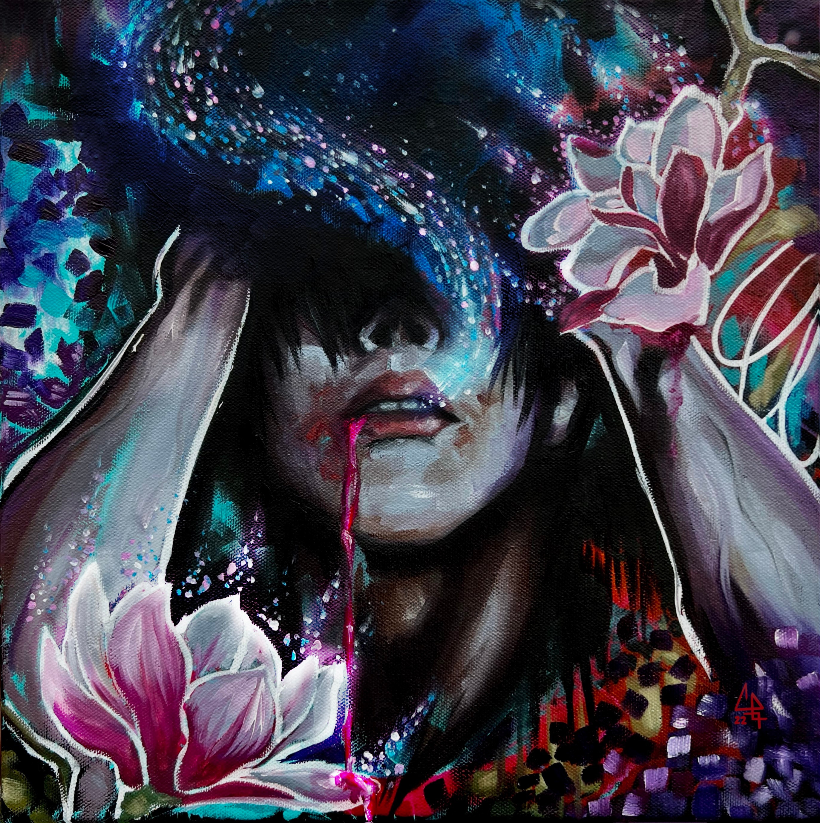 Ascension Through Suffering” Giclee prints 12x12 inch Original design. Abstract hybrid mixed media. MOUNTED