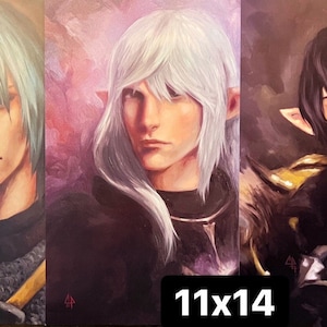 11x14 FFXIV FF14 Art Prints - Aymeric, Estinien, Haurchefant - Heavensward Housing Replica Portrait Heavensward Elezen Knights