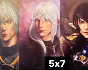 5x7FFXIV  FF14 Art Prints - Aymeric, Estinien, Haurchefant- Heavensward Elezen Knights