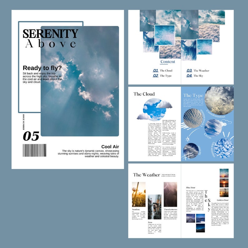 Sky Informative Modern Minimalistic Magazine Canva Template - Etsy