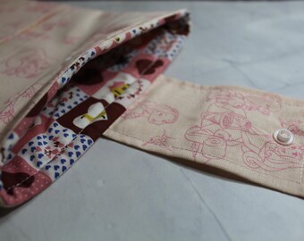 Handmade Padded Pink Disney Princess Fabric Book Cover with Front Pouch – Protects Paperbacks, Kindles, iPads