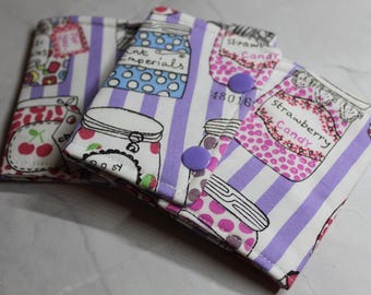 Fabric Coffee Cup Holder Cozy – Candy Jar Print Drink Sleeve