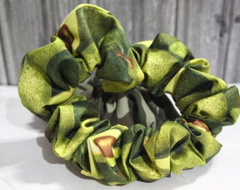 Handmade Cotton Polycotton Scrunchie: Camouflage Pattern Hair Accessory