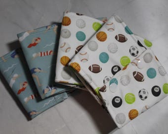 Fabric Cup Holder Sleeve: Swimmers, Sports Balls Patterns