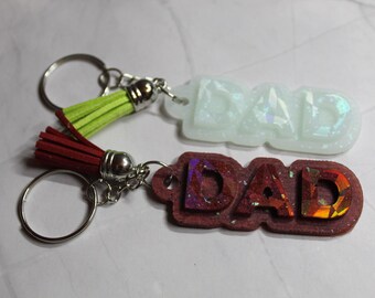 Handmade "DAD" Resin Keyring with Tassel Accent
