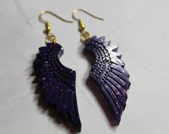 Handmade Resin Wing Earrings: Unique Sparkle, London Crafted Jewelry