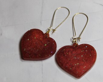 Handmade Resin Heart Earrings: Sparkle, Color, Fun Sweary F You Accessories