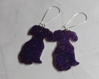 Handmade Resin Dog Earrings: Unique Sparkle Dangle Jewelry