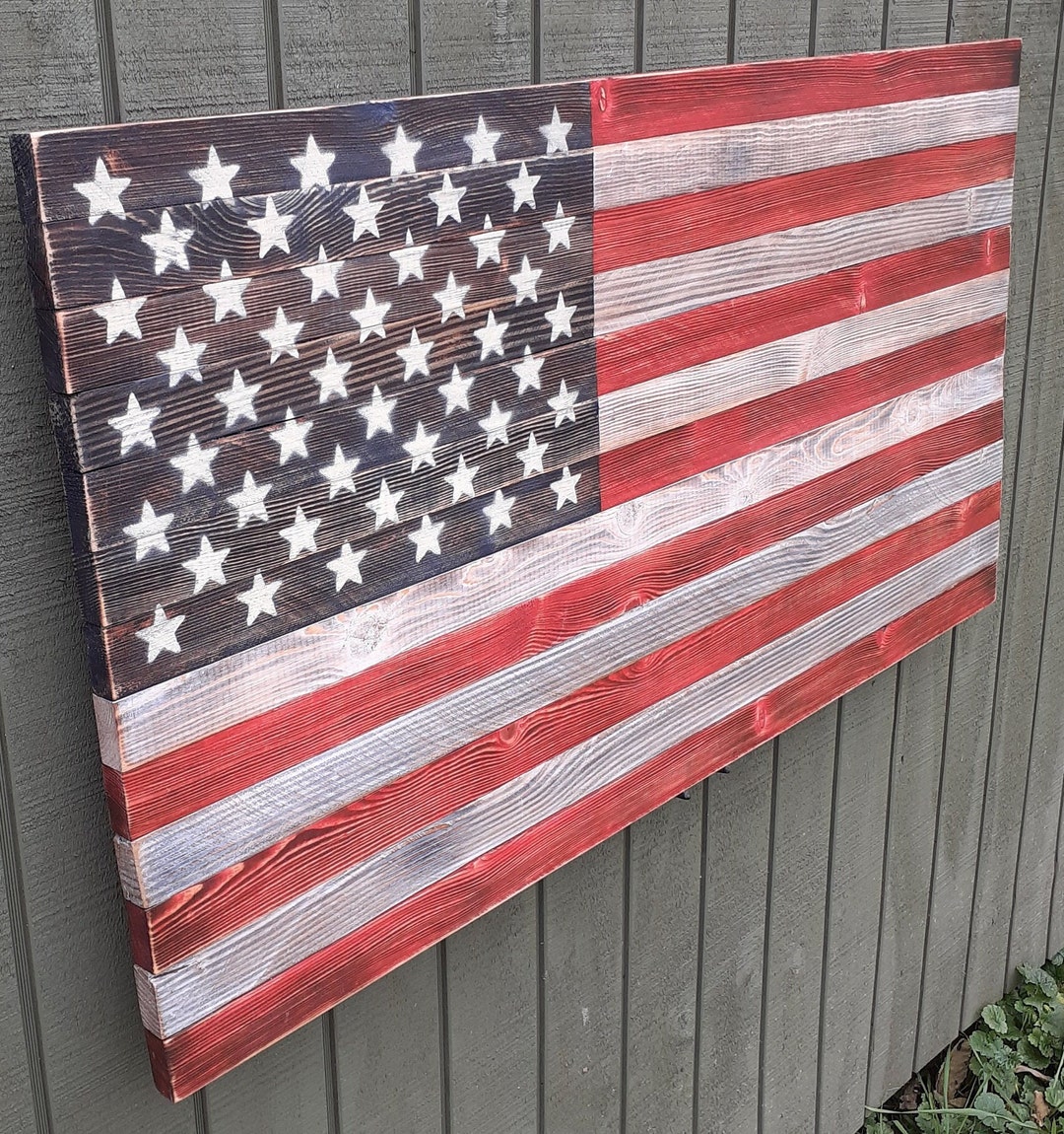Distressed American Wooden Flag and Sign 4 Sizes Etsy