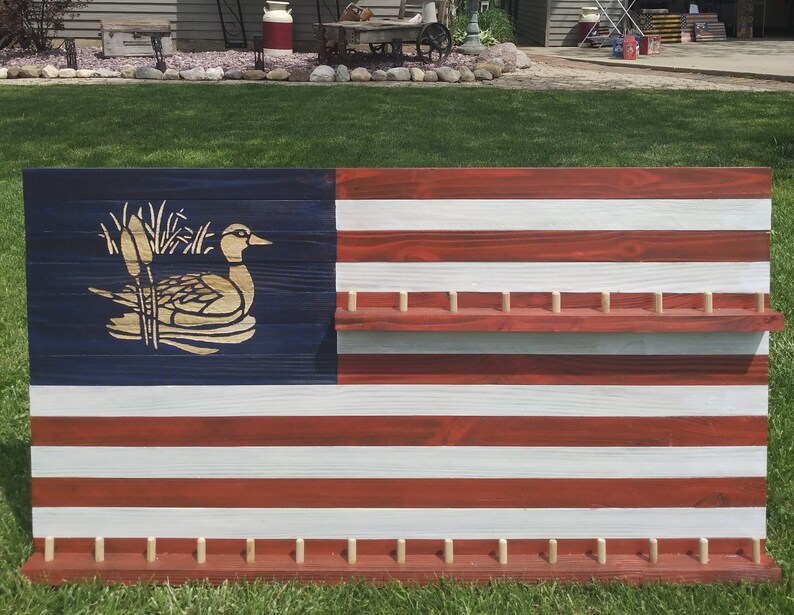 Duck Call Holder Display Wood Flag 3 Sizes Available Etsy