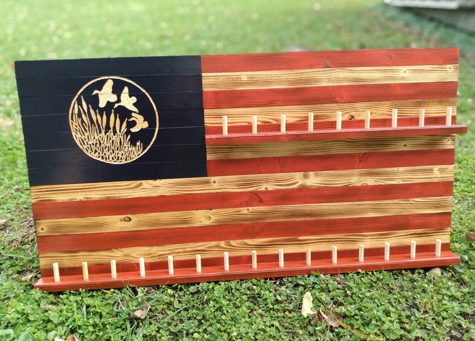 Duck Call Holder Display Wood Flag 3 Sizes Available Duck Etsy