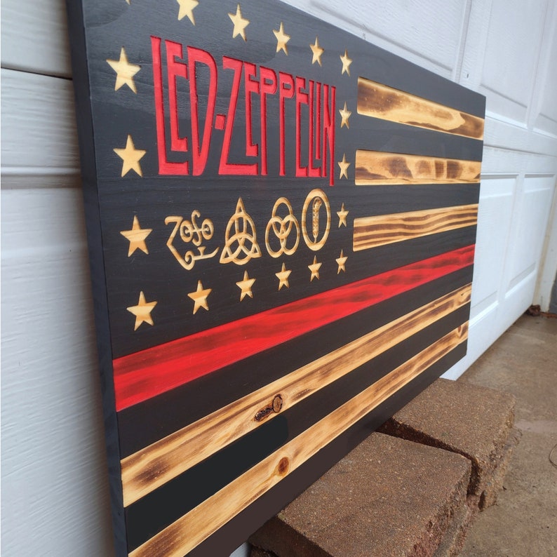 Led Zeppelin Wood Flag and Sign Customizable Choose Your Etsy