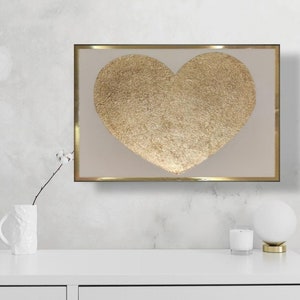 Gold heart art painting modern abstract art gold leaf wall art acrylic abstract heart decor gold textured canvas art metallic gold decor
