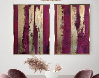 Gold leaf painting pink gold abstract art metallic gold wall art textured art magenta modern art abstract acrylic painting living room decor