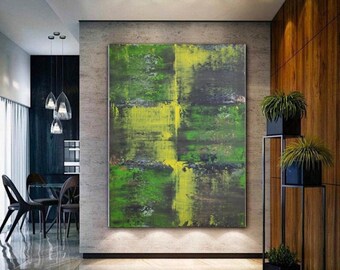 Green black abstract painting on canvas green modern wall art original acrylic painting original canvas painting green art home wall decor