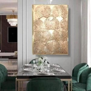 Gold textured painting on canvas gold leaf abstract wall art metallic gold art for living room gold foil canvas art large wall decor 3D art