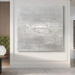 Silver grey abstract art grey minimalist painting grey textured wall art original abstract acrylic painting hand painted modern wall art