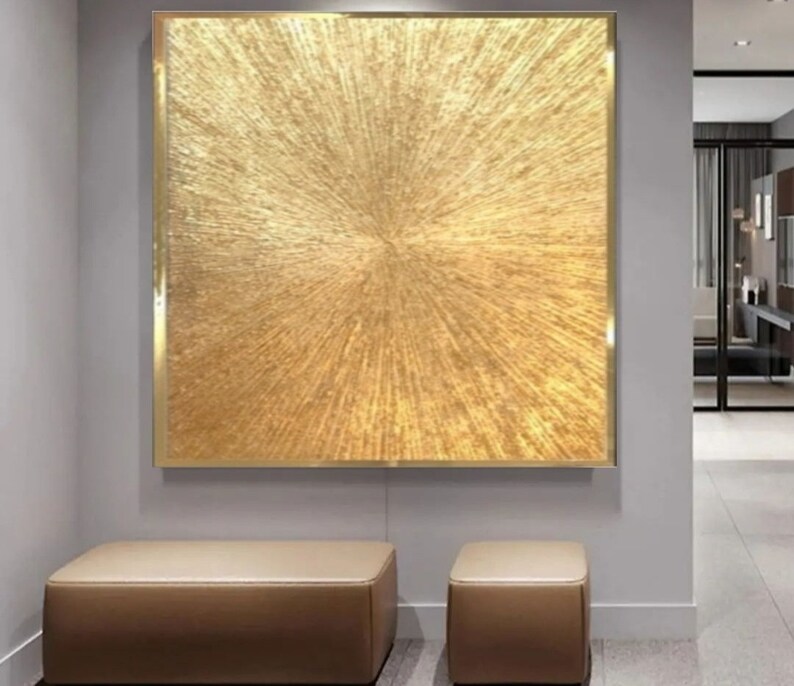 Gold Textured Art Gold Leaf Painting 3D Gold Artwork Gold Abstract ...