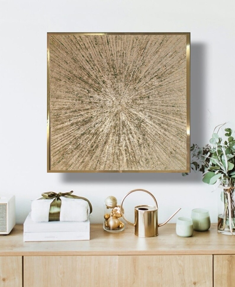 Gold Abstract Art Gold Leaf Wall Art Green Gold Textured Painting ...