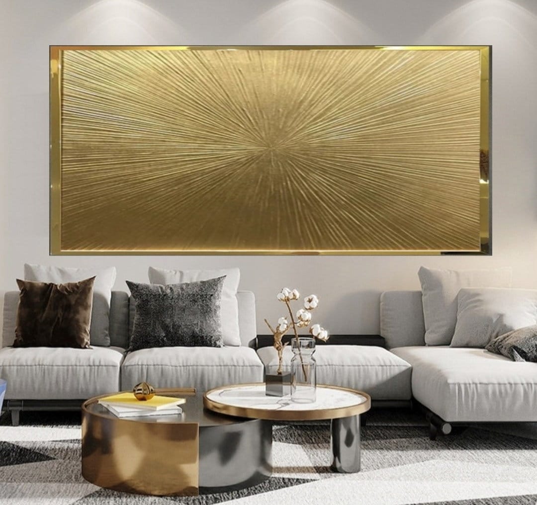 Gold Wall Art Gold Abstract Art Gold Leaf Painting 3D Textured Art Metallic Gold Art Gold Canvas