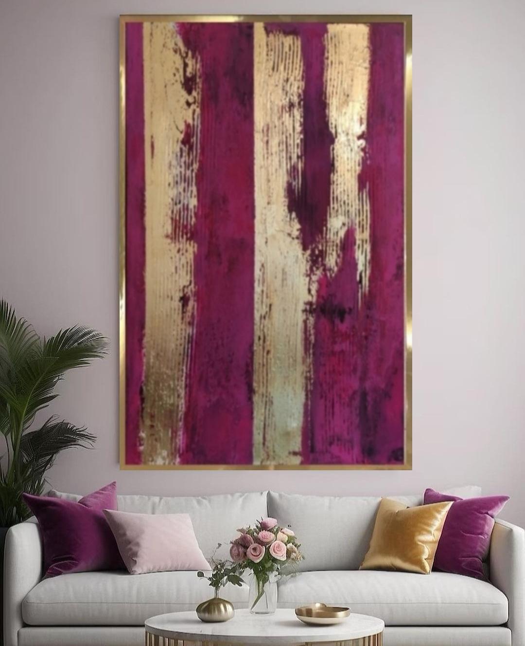 Pink Gold Abstract Painting Gold Textured Wall Art Gold Leaf Art Pink ...