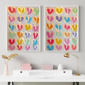 Arte de parede abstrata colorida em forma de coração, pintura colorida em forma de coração, arte moderna para decoração de casa, arte original em forma de coração em acrílico, arte em folha de ouro, parede com textura dourada