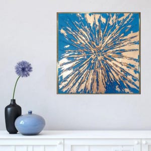 Mini oeuvre d&#39;art murale en or bleu oeuvre d&#39;art murale texturée en or mini toile peinture texturée à la feuille d&#39;or 3D abstrait en or peinture moderne art original en or