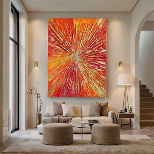 金箔を使った抽象的なアクリル画（キャンバス）、カラフルな抽象画 