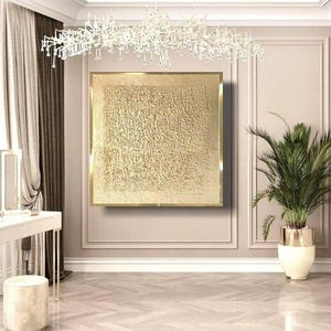 Gold abstract canvas wall art 3D art gold textured art gold wall art gold leaf painting modern artwork minimalist gold art home office decor