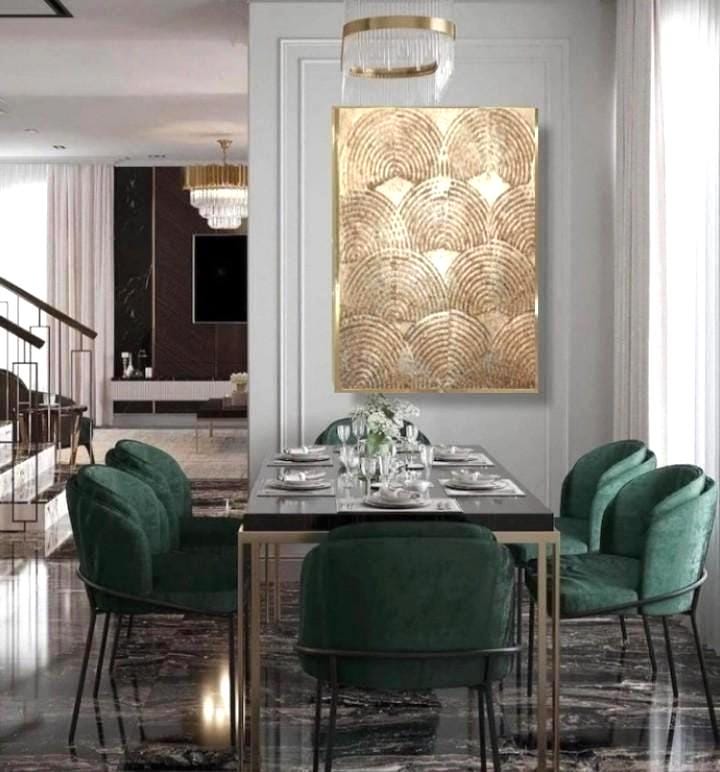 Gold textured painting on canvas gold leaf abstract wall art metallic gold art for living room gold foil canvas art large wall decor 3D art
