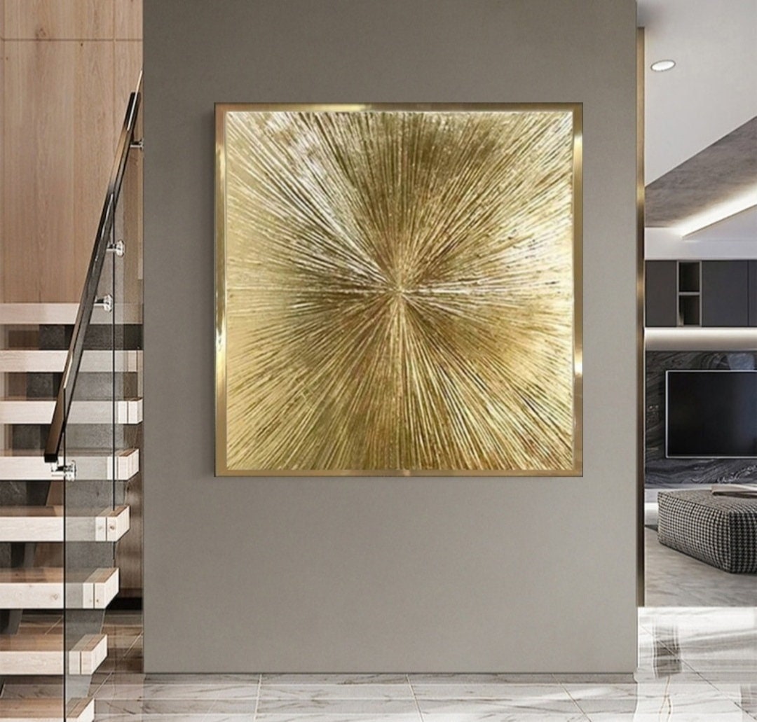 Abstract Art Gold Leaf Painting 3D Gold Textured Wall Original Gold Art ...