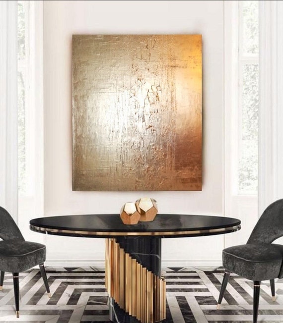 Gold Wall Art Living Room Art Luxury Art Textured Abstract Art Etsy