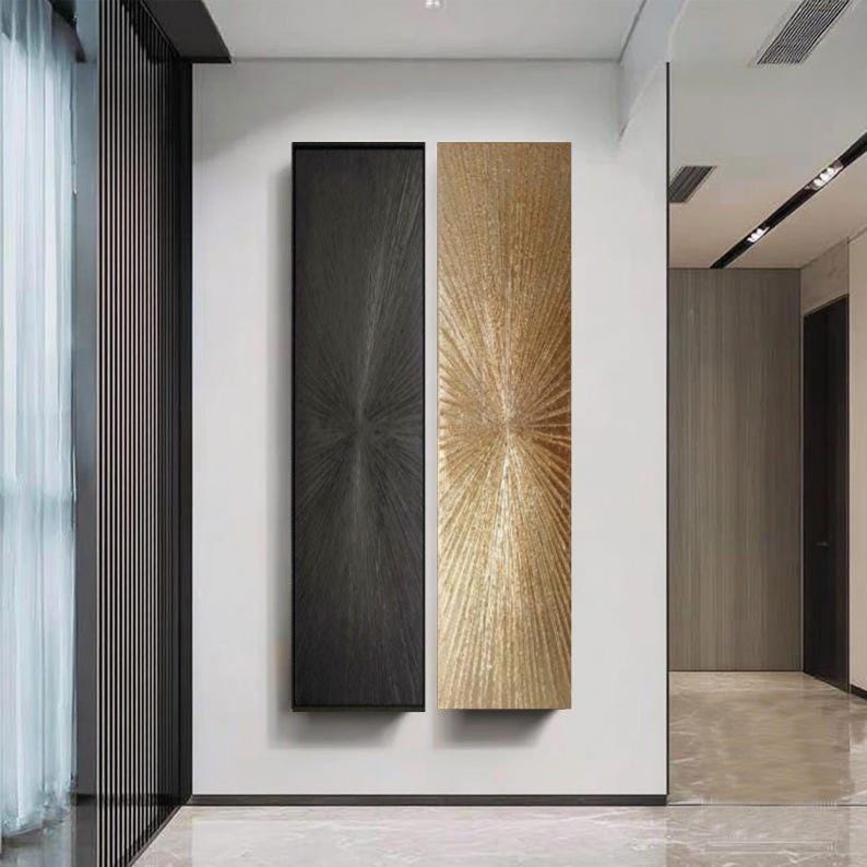 Black and Gold Wall Art 3D Textured Gold Leaf Abstract Canvas Art ...