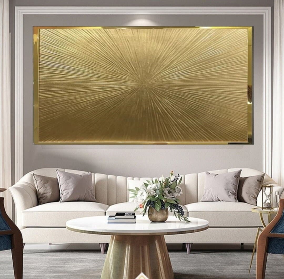 Gold Wall Art Gold Abstract Art Gold Leaf Painting 3D Textured Art