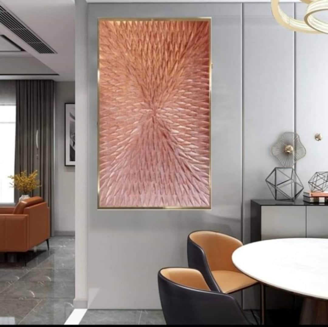 Minimalist Copper Leaf Painting Copper Textured Wall Art 3d Art Modern ...