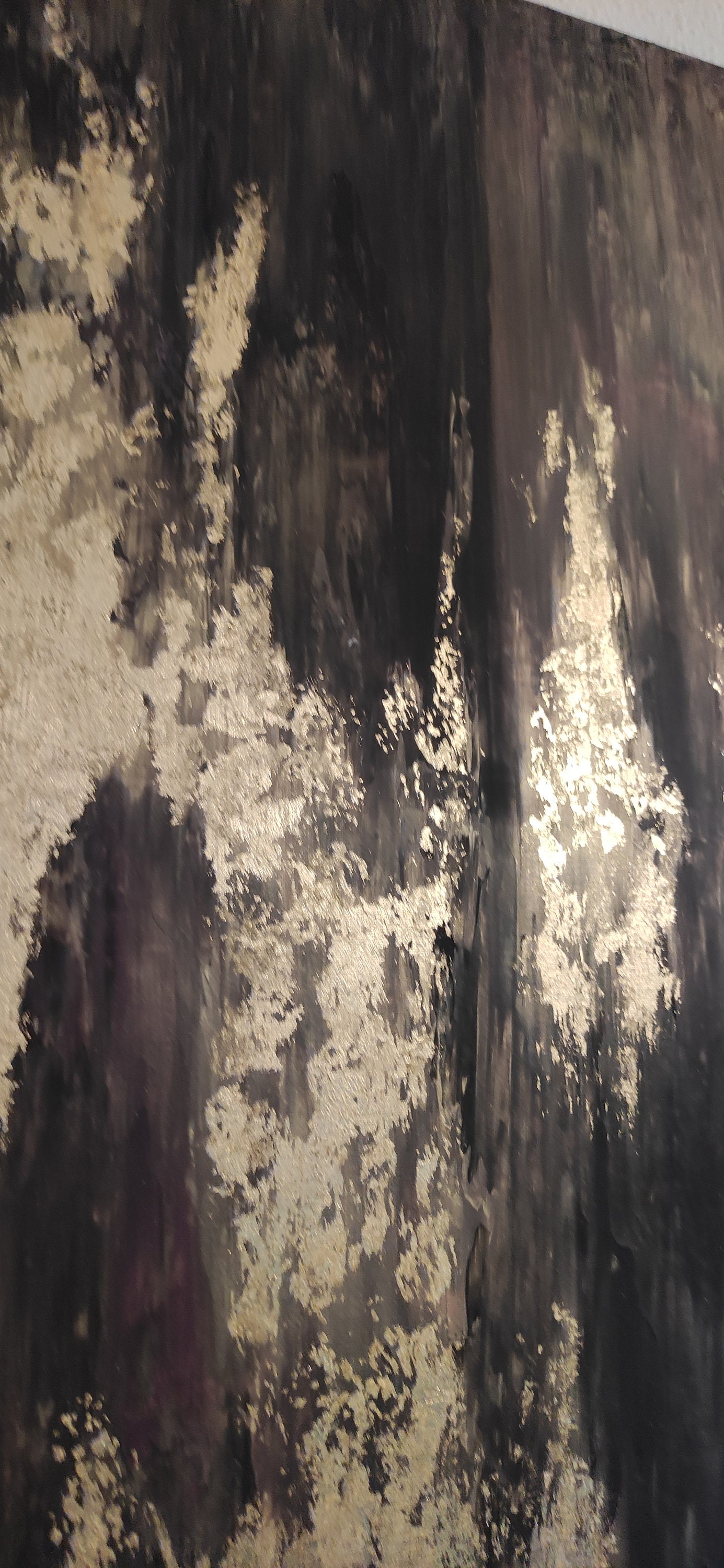 Gold Leaf Painting Modern Abstract Art Black Gold Abstract Canvas Wall ...