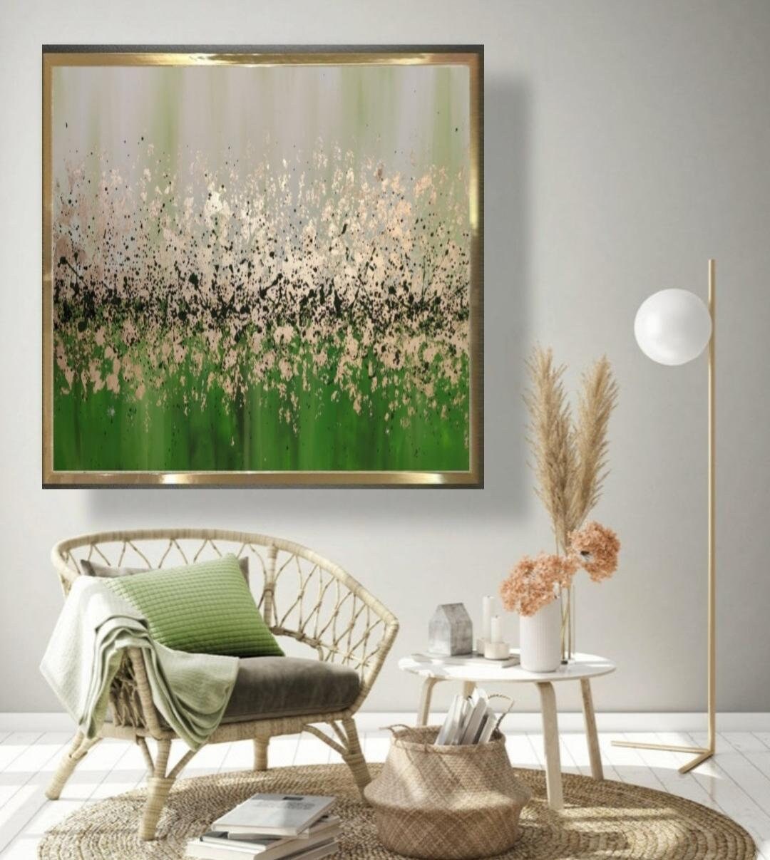 Gold Leaf Painting Green Gold Abstract Art Abstract Acrylic Painting ...