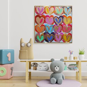 Pintura original de coração em tela, arte em folha de ouro, decoração abstrata colorida de coração, arte em coração pequeno em ouro, arte em tela abstrata texturizada com folha de ouro