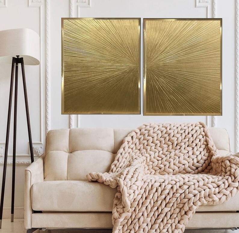 Gold Leaf Painting Gold Abstract Art 3D Textured Wall Art Large Gold Painting Metallic Gold Art ...