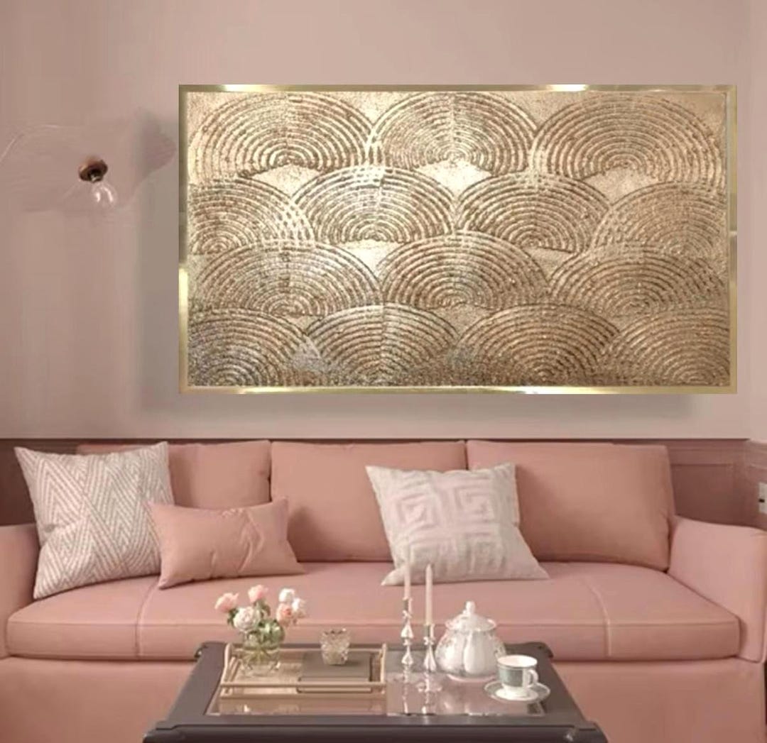 3D Textured Gold Leaf Abstract Painting on Canvas Modern Luxury Canvas ...