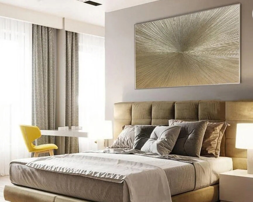 Gold Wall Art Gold Abstract Art Gold Leaf Painting 3D Textured Art