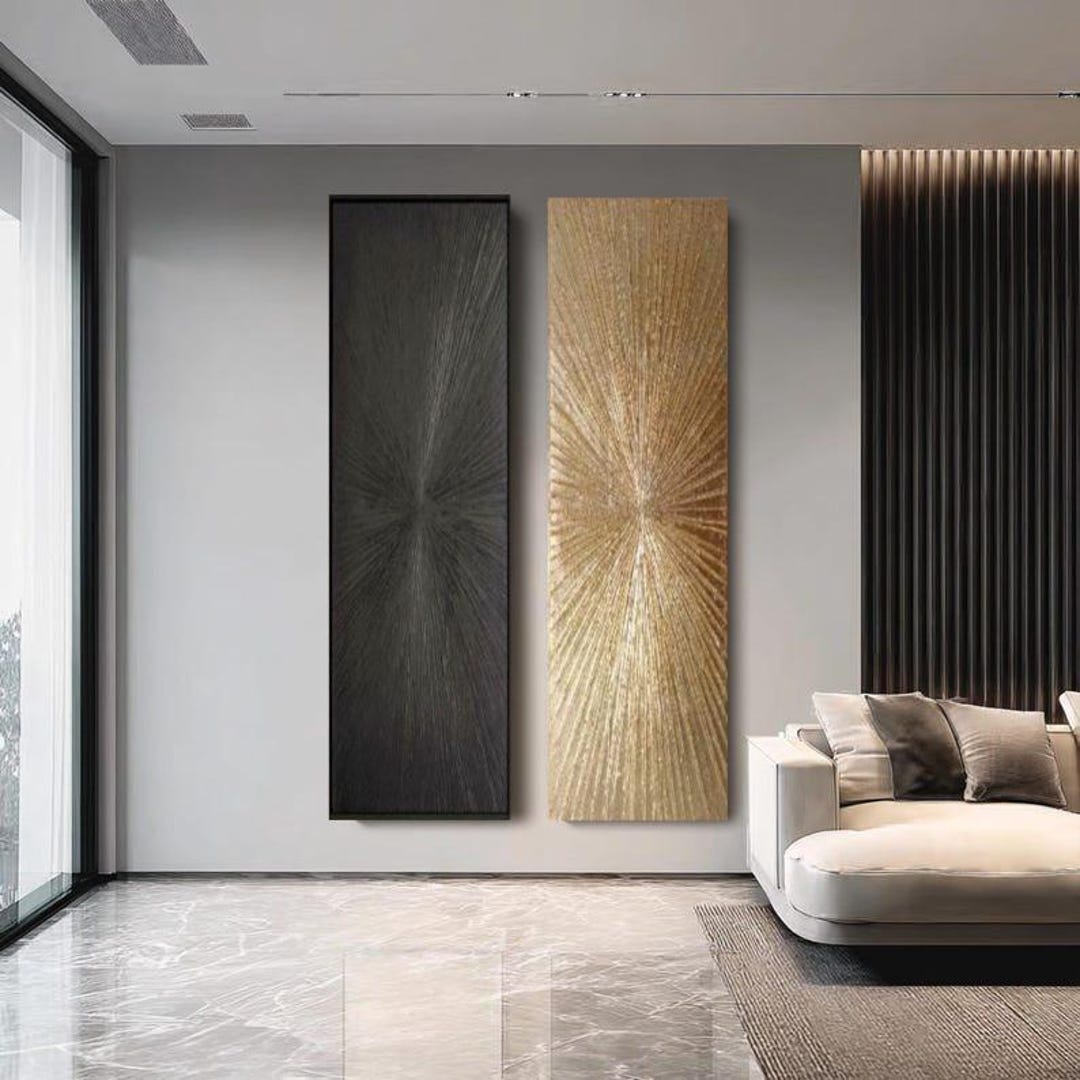 Black and Gold Wall Art 3D Textured Gold Leaf Abstract Canvas Art ...