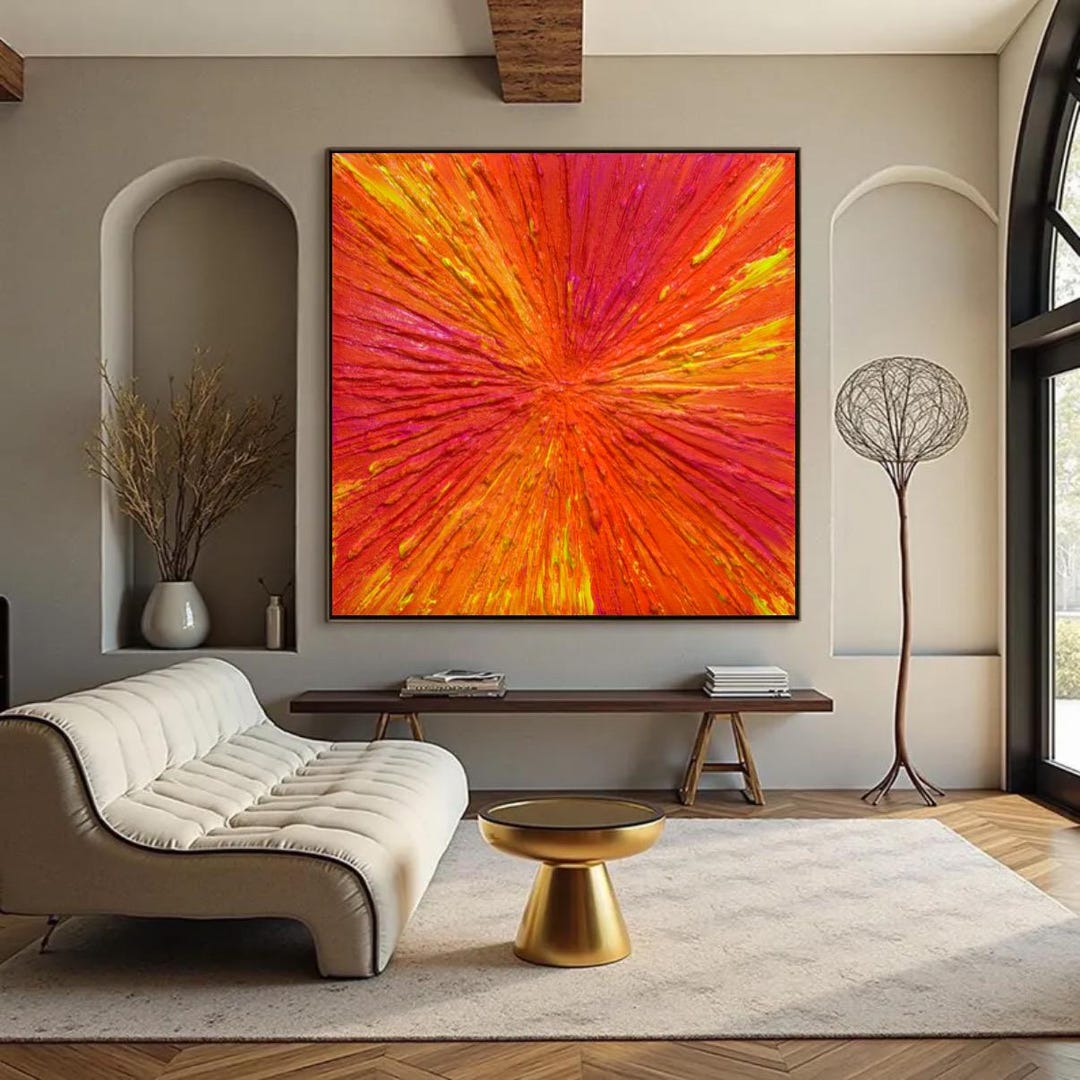 Original Colorful Abstract Acrylic Painting on Canvas 3D Textured Wall ...