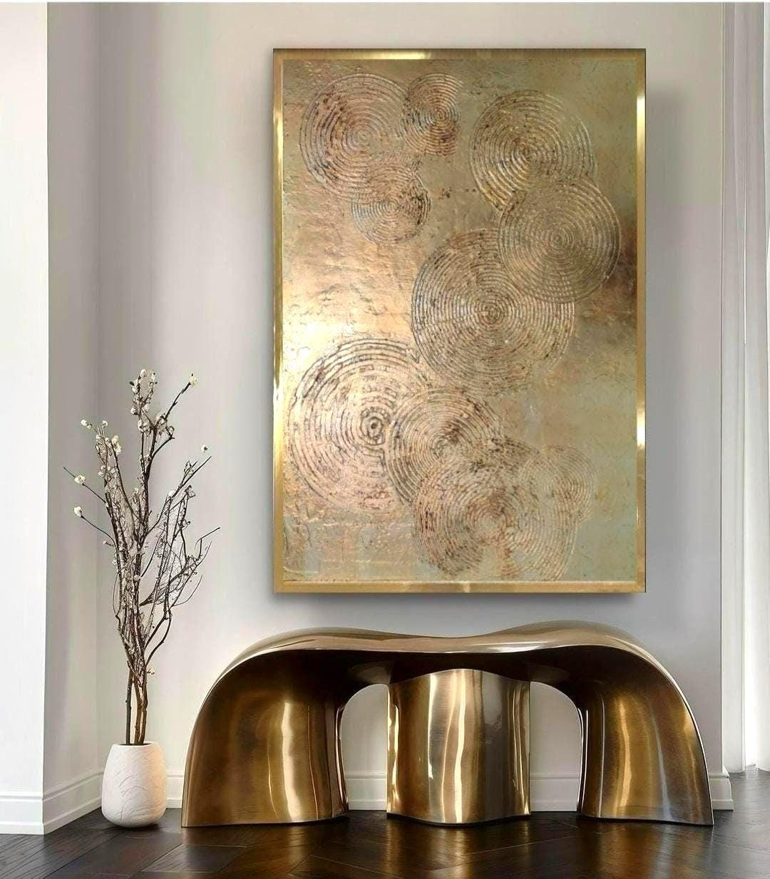 Luxury Abstract Art Gold Leaf Painting on Canvas 3D Gold Textured Art ...