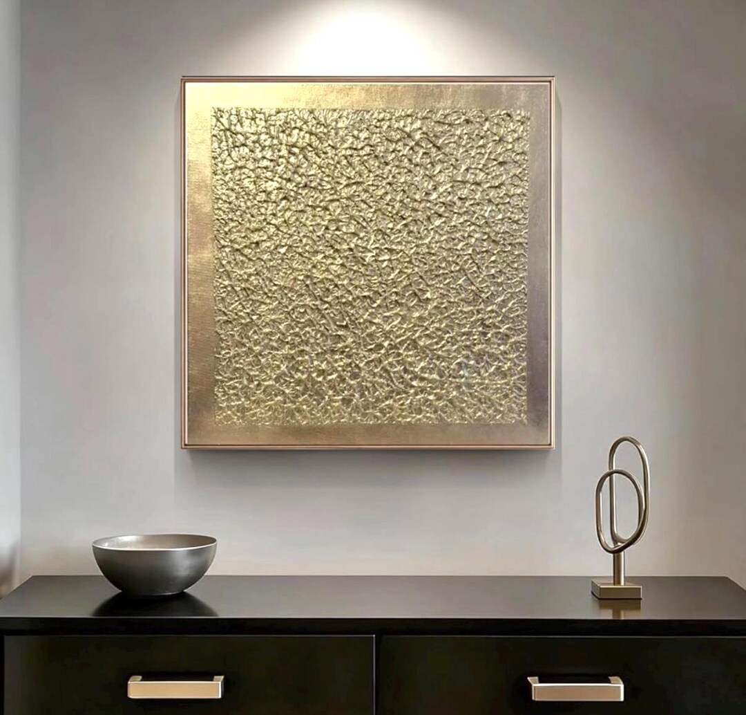 Gold Wall Art Small Gold Leaf Abstract Painting 3D Textured Art ...