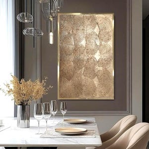Gold wall art gold leaf painting on canvas 3D art gold textured painting modern art gold artwork metallic gold abstract art for living room