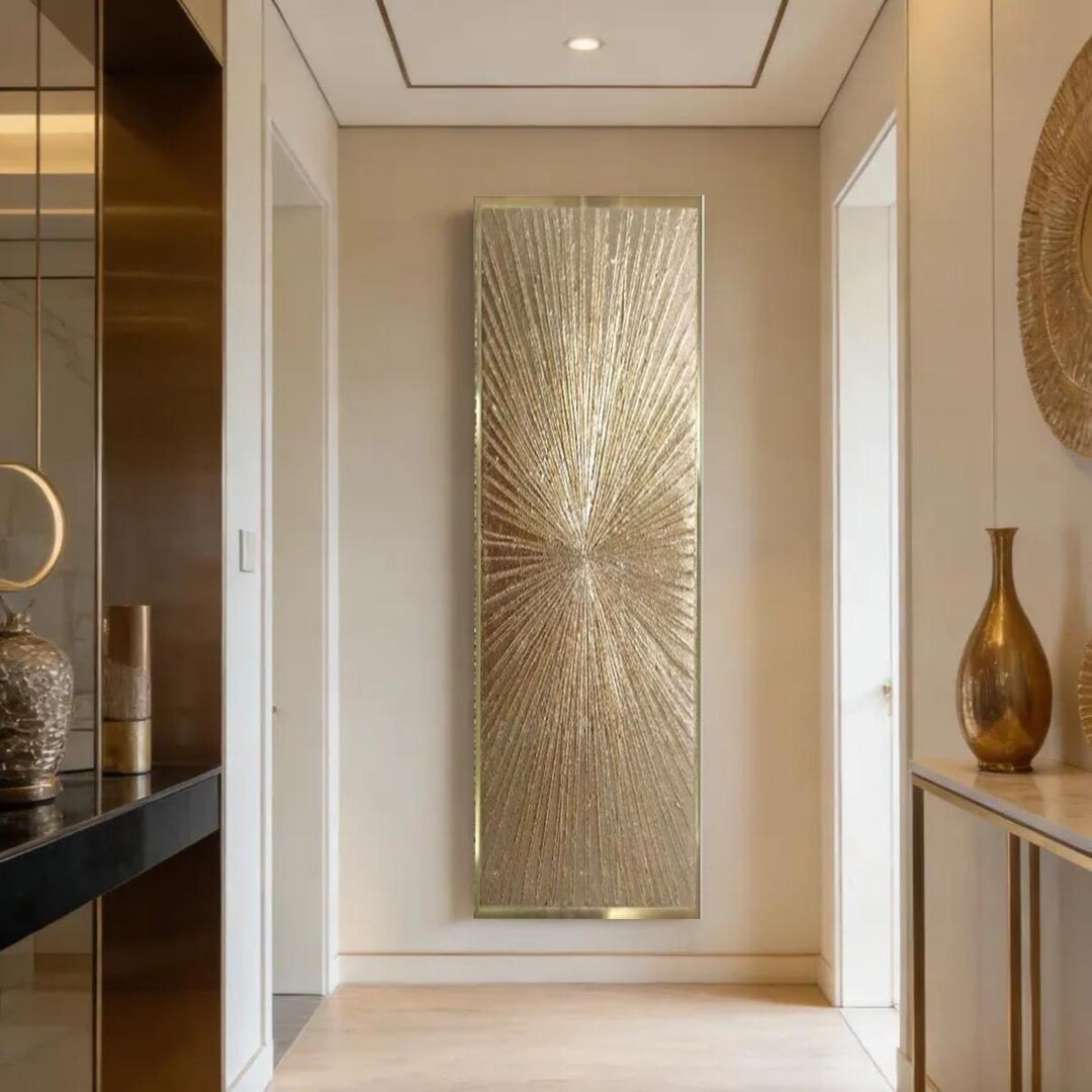 Textured Gold Leaf Abstract Painting Modern Metallic Wall Art ...