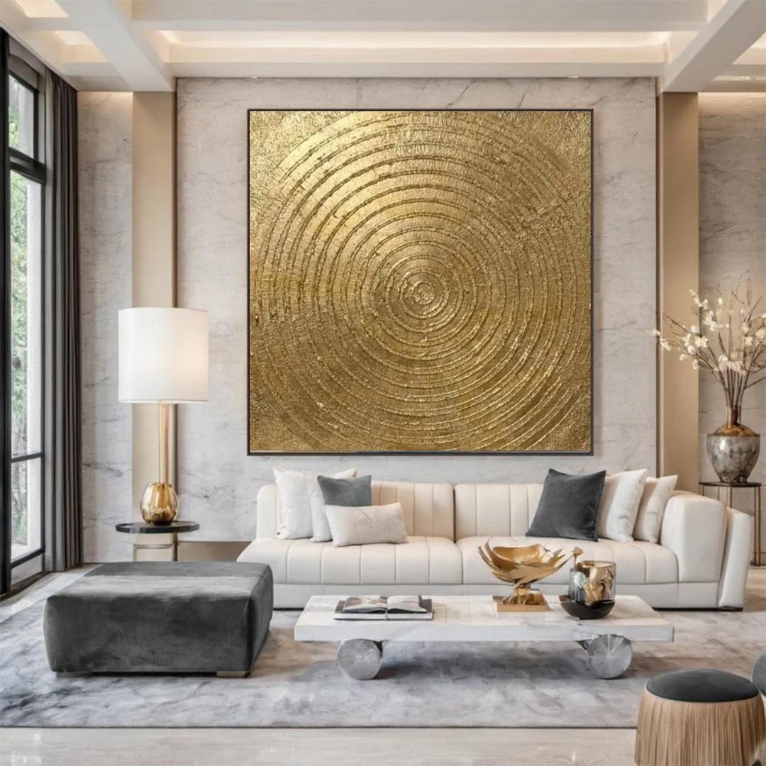 Modern Metallic Gold Artwork Gold Leaf Abstract Wall Art 3D Textured ...