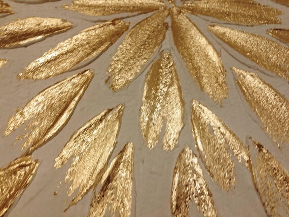 高級金箔抽象画、白と金の壁アート、オリジナル抽象アクリル画、3D