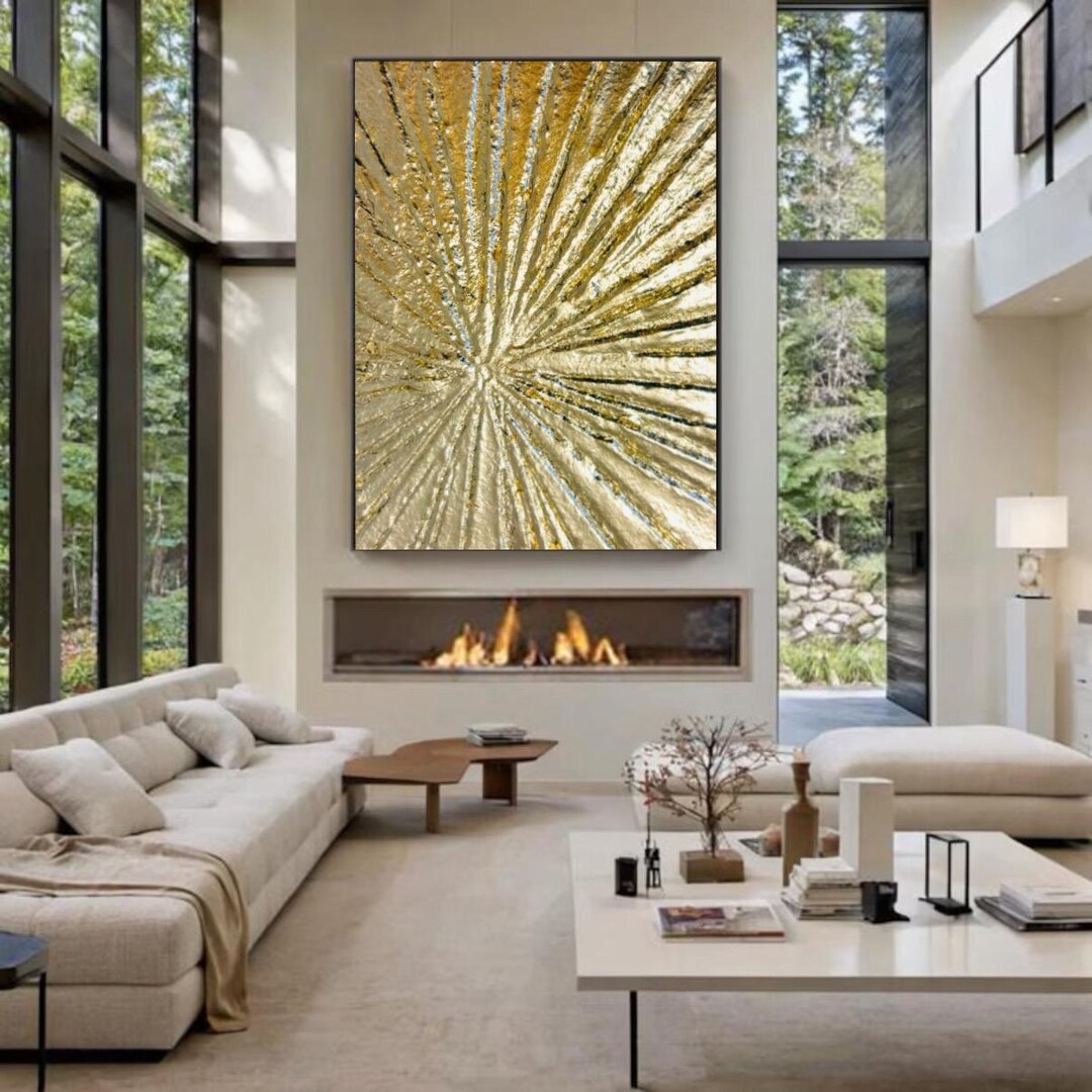 3D Textured Gold Wall Art Gold Leaf Canvas Abstract Painting Gold Foil ...